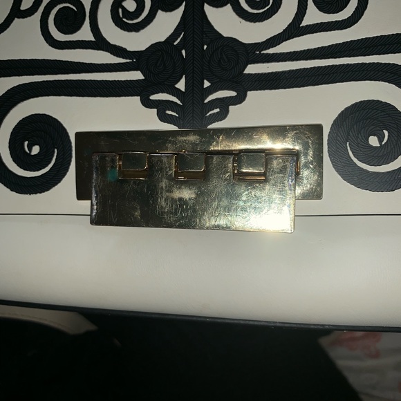 Zac Posen White Leather Tote with Black Embroidery - Picture 7 of 8